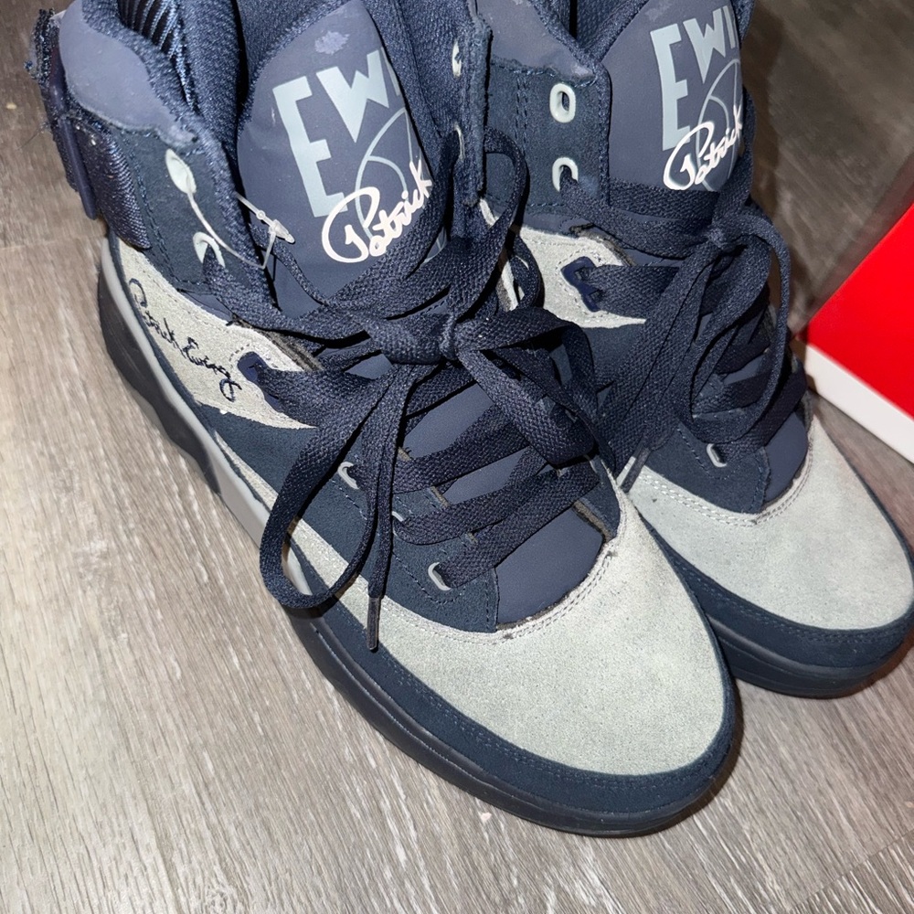 Ewing Athletics Navy and Gray High-Top Sneakers